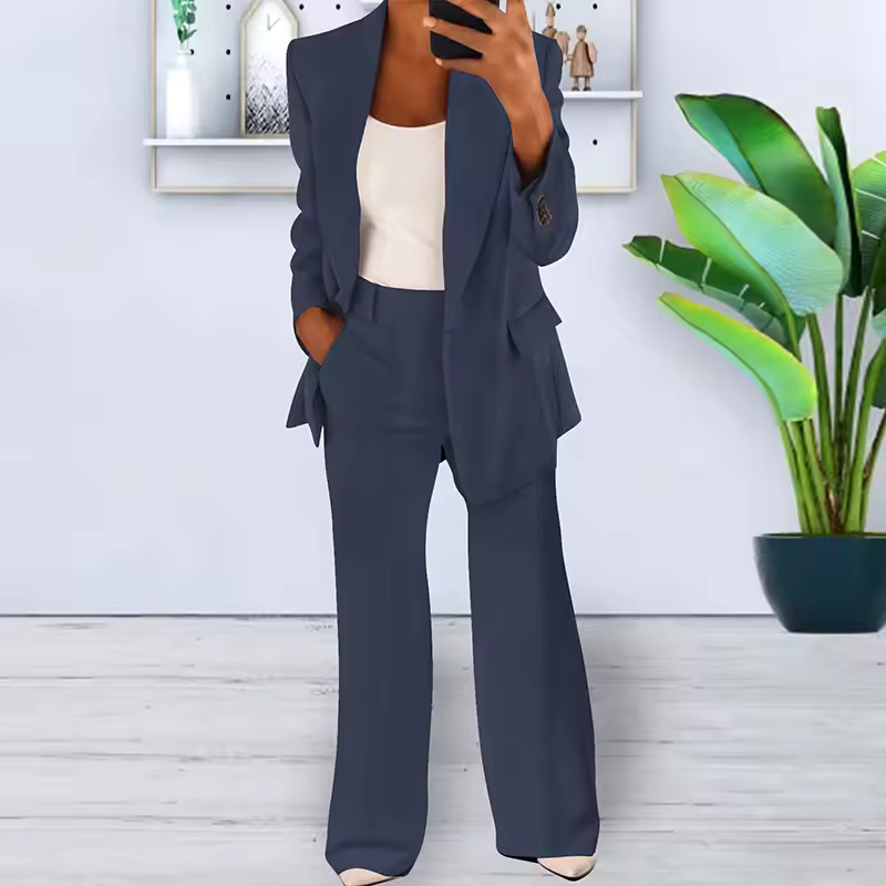 Blu navy women's two-piece matching set, alternate product view