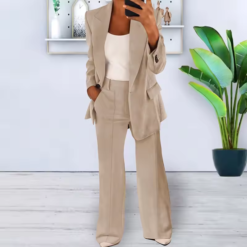 Khaki women's two-piece matching set, alternate product view
