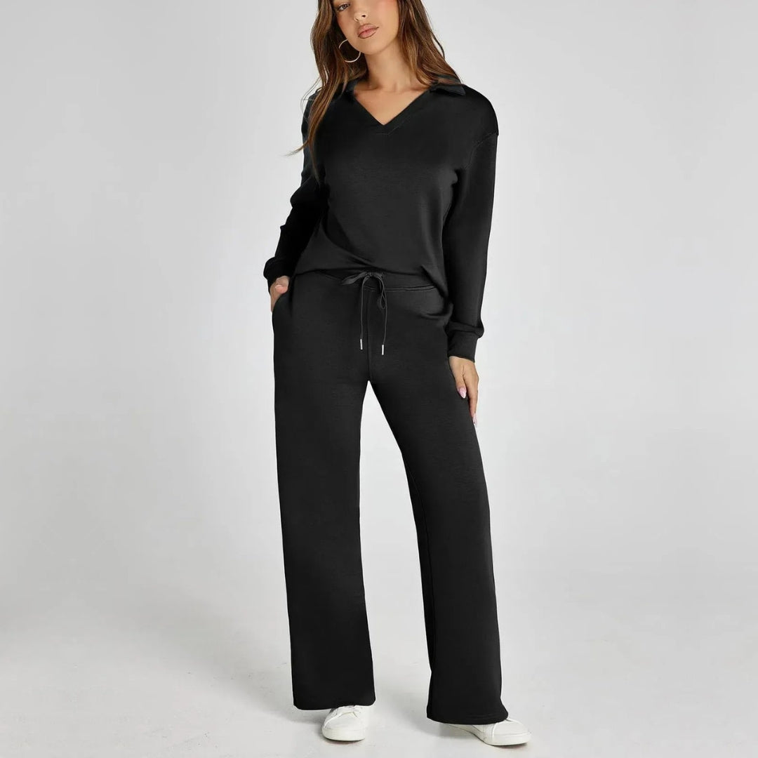 Black women's two-piece matching set, product view