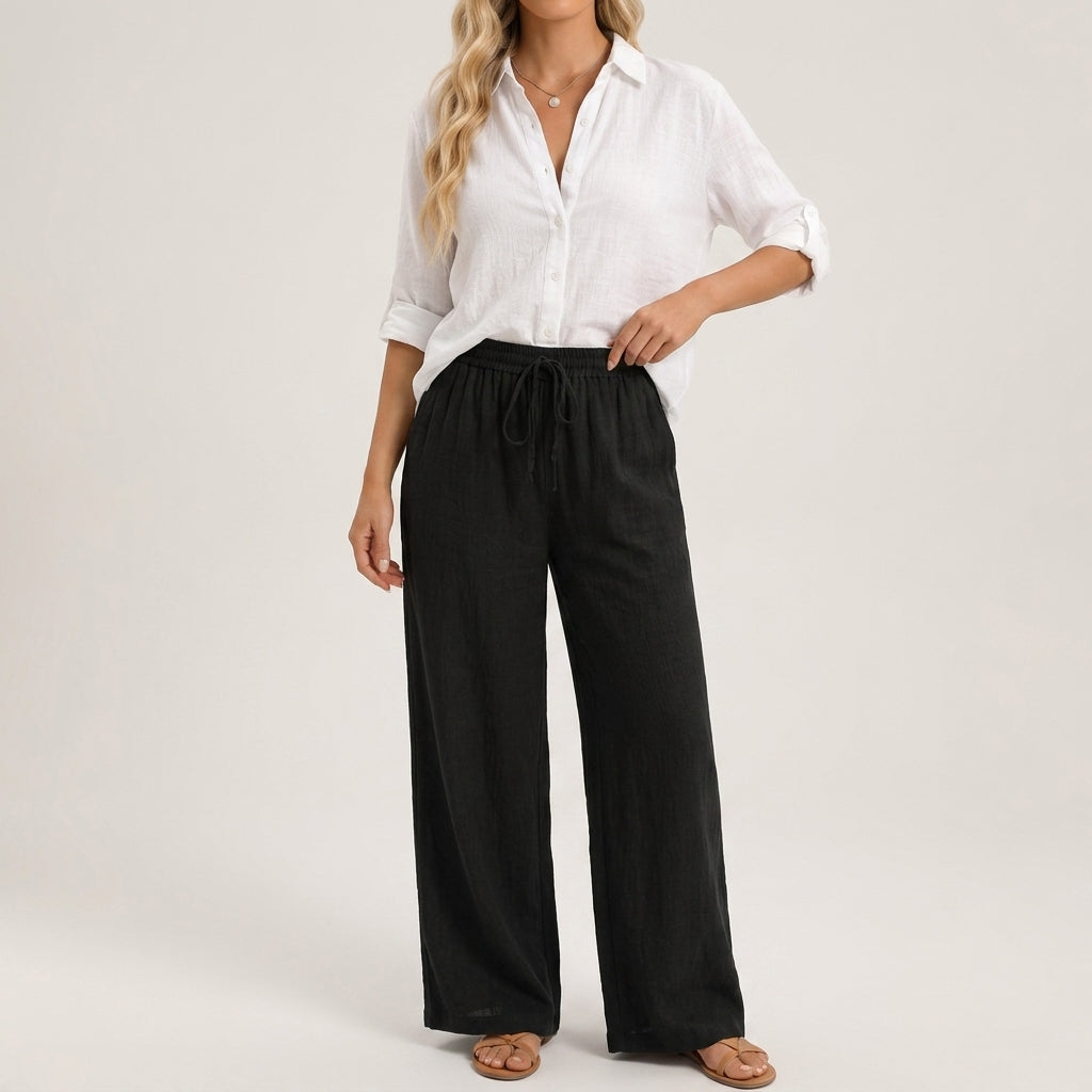 Elena Wide-Leg Linen Pants