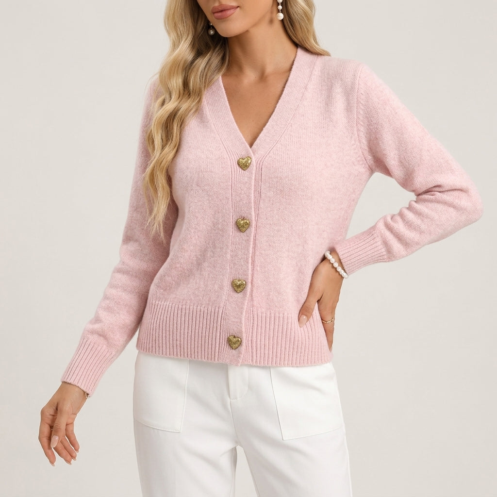 Valerose Heart Button Cardigan