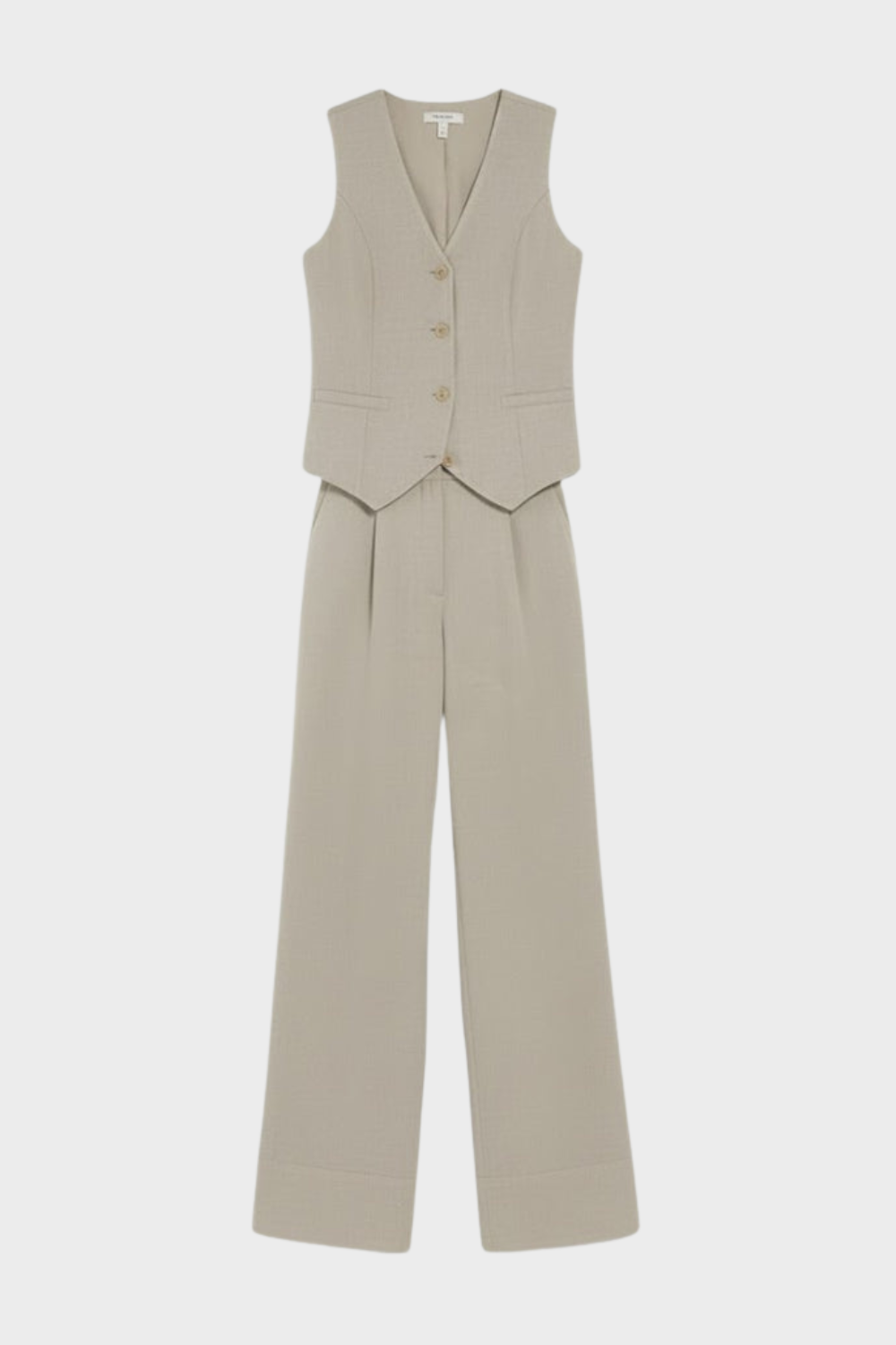 Beige women's two-piece matching set, product view