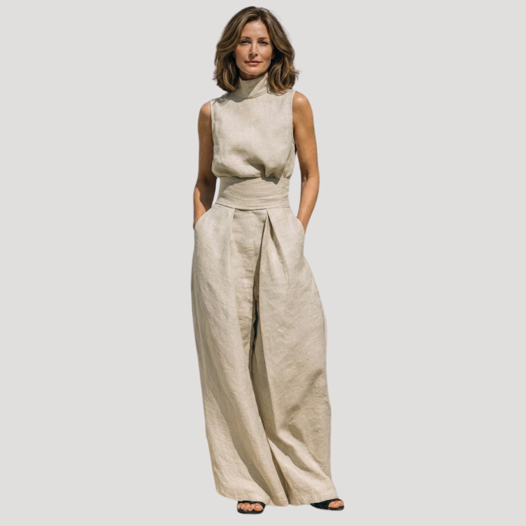 Khaki women's two-piece matching set, product view