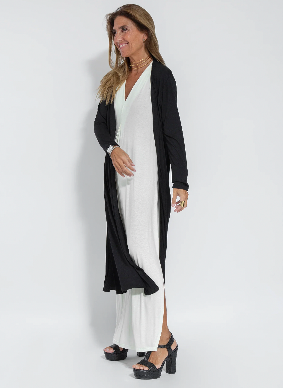 Weißes kleid + weste in schwarz women's two-piece matching set, alternate product view