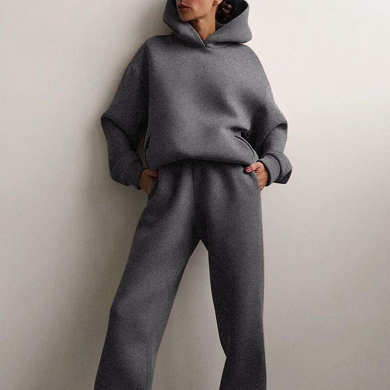 Grey women's two-piece matching set, alternate product view