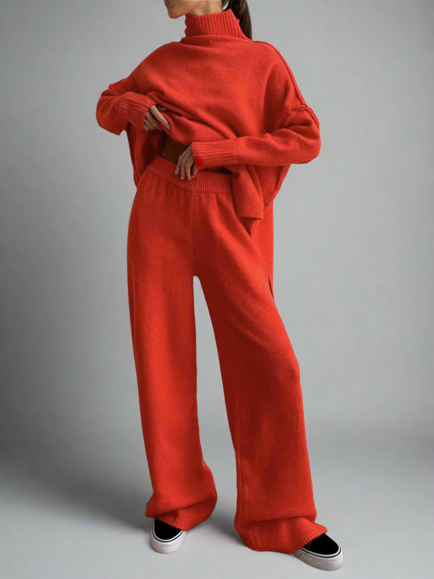 Red women's two-piece matching set, alternate product view