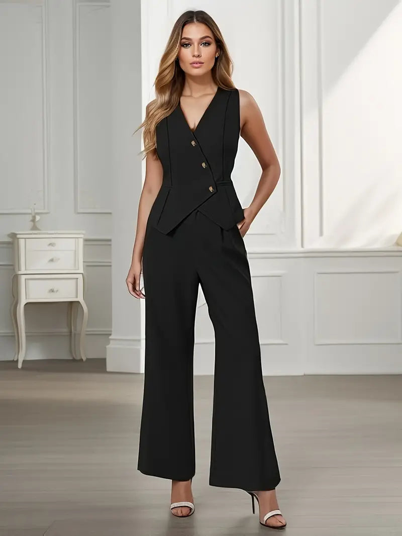 Black women's two-piece matching set, alternate product view