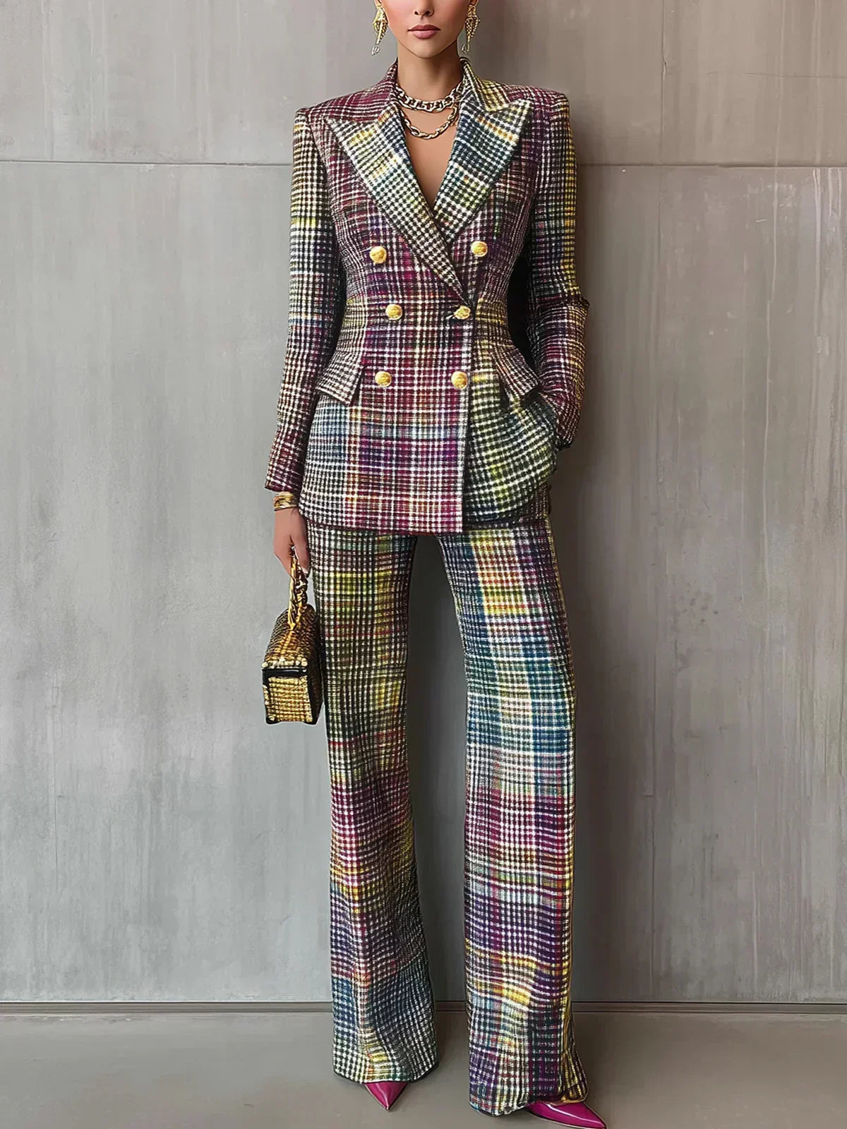 Multicolor women's two-piece matching set, product view