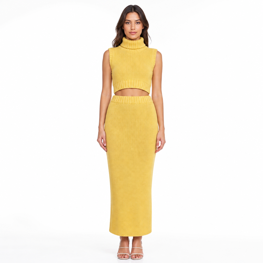 Yellow women's two-piece matching set, alternate product view