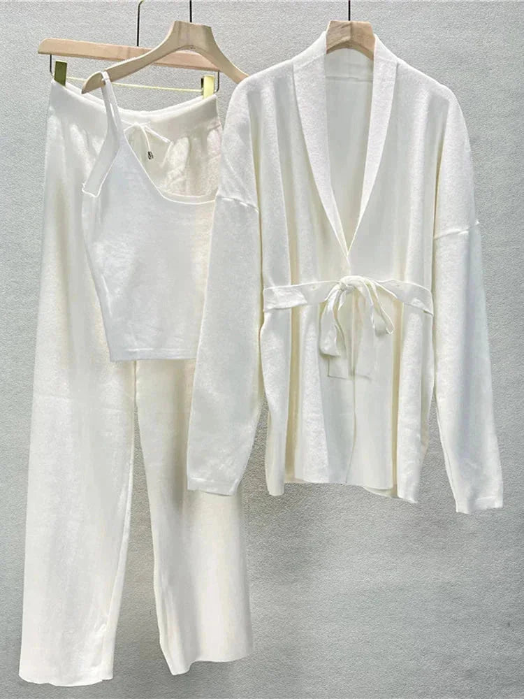 White women's two-piece matching set, alternate product view