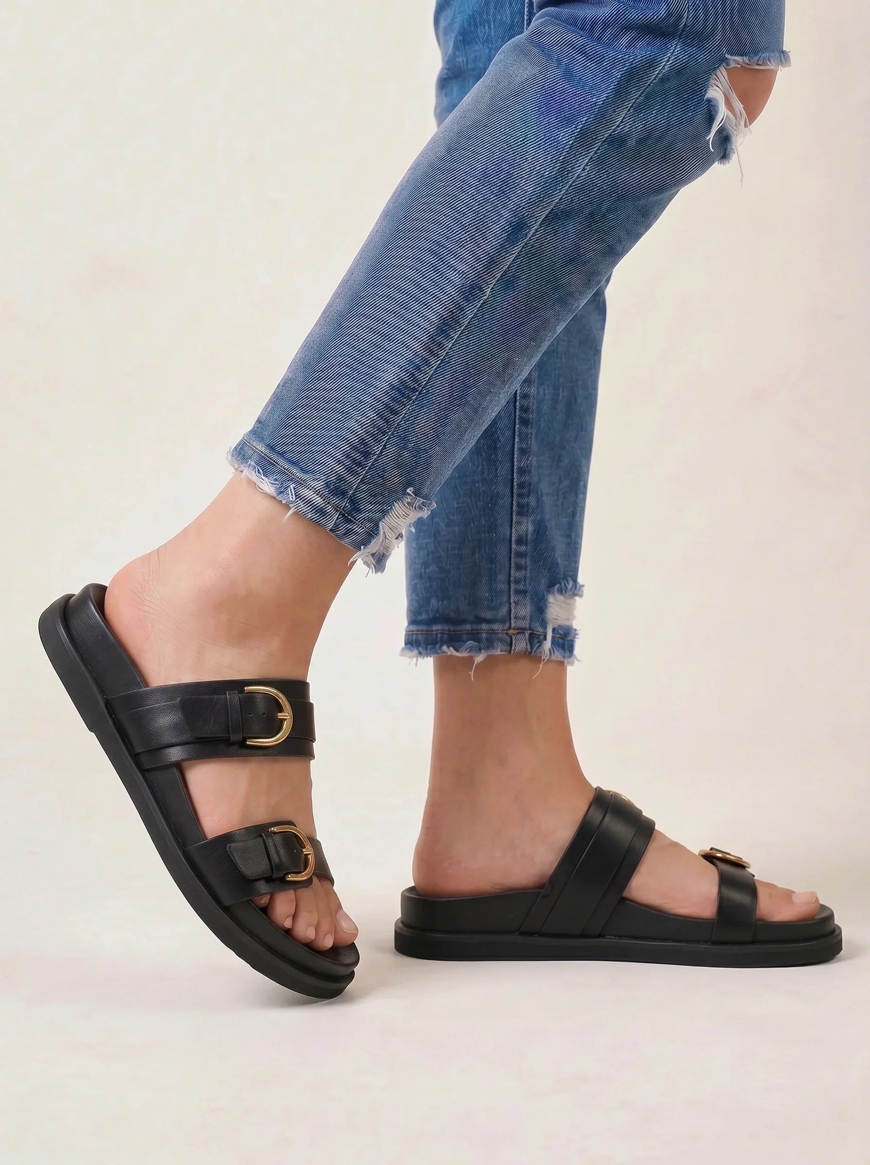 Marceau Double Buckle Slides