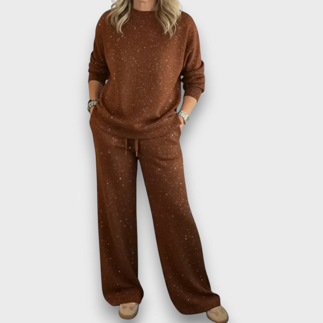Brown women's two-piece matching set, alternate product view