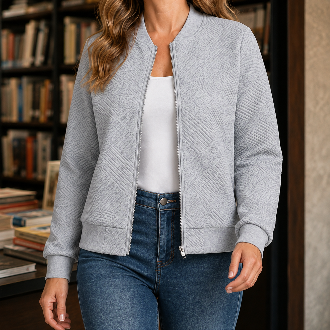 Leonie Geometric Bomber Jacket