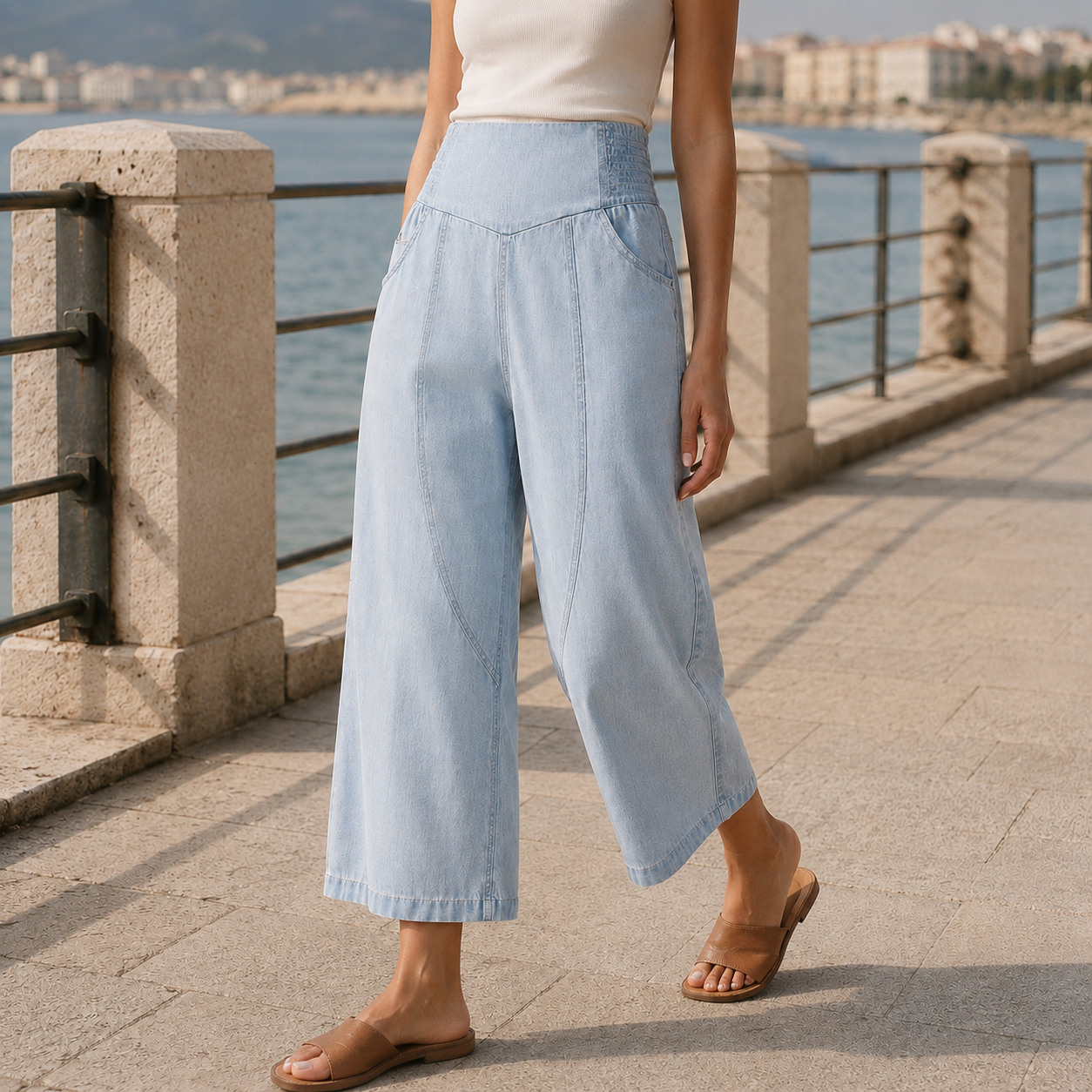 Selene Curved Denim Pants