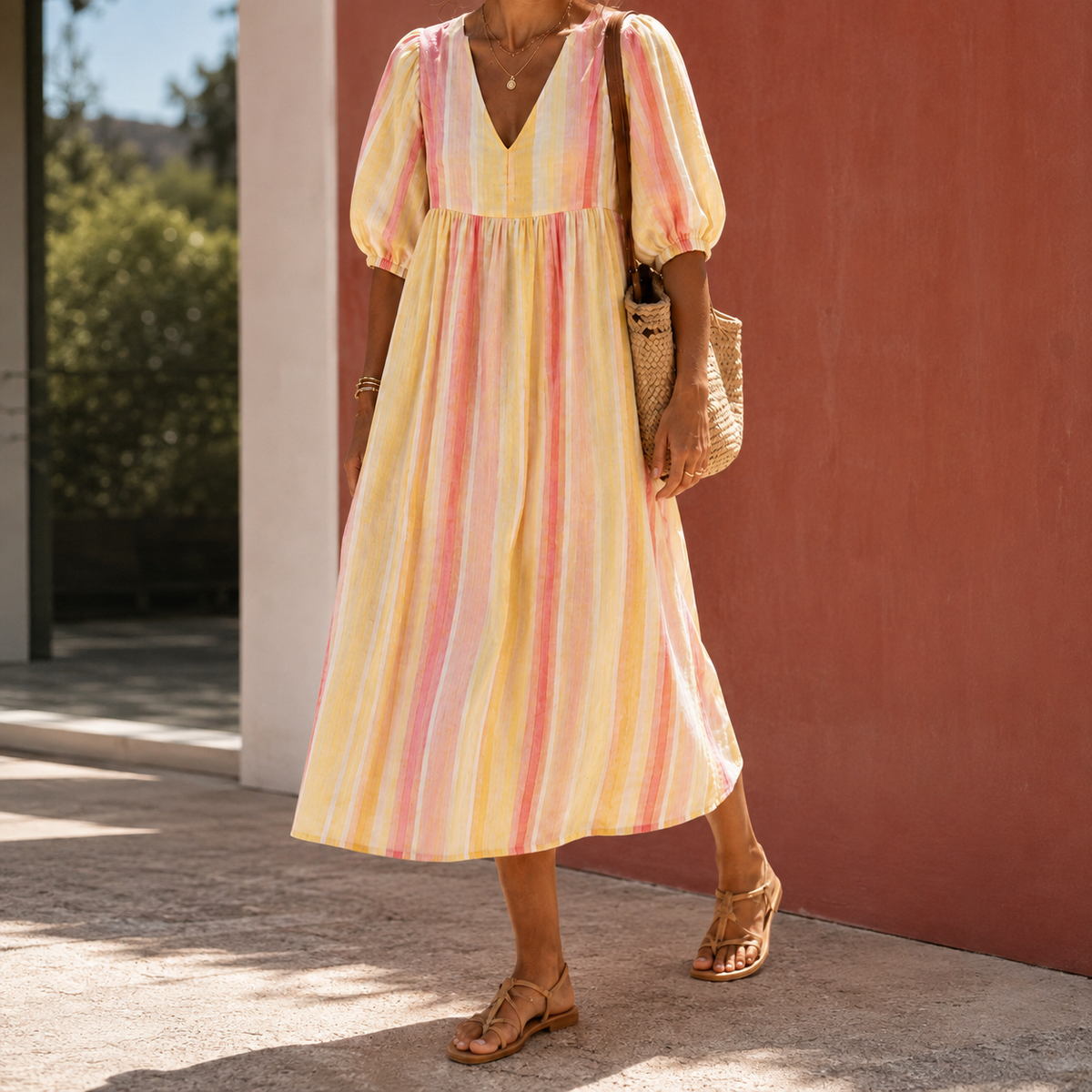 Ramona Striped Midi Dress