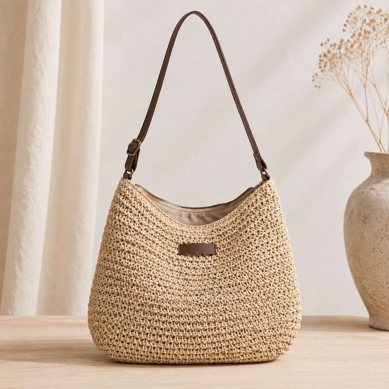 Carrera Woven Hobo Bag