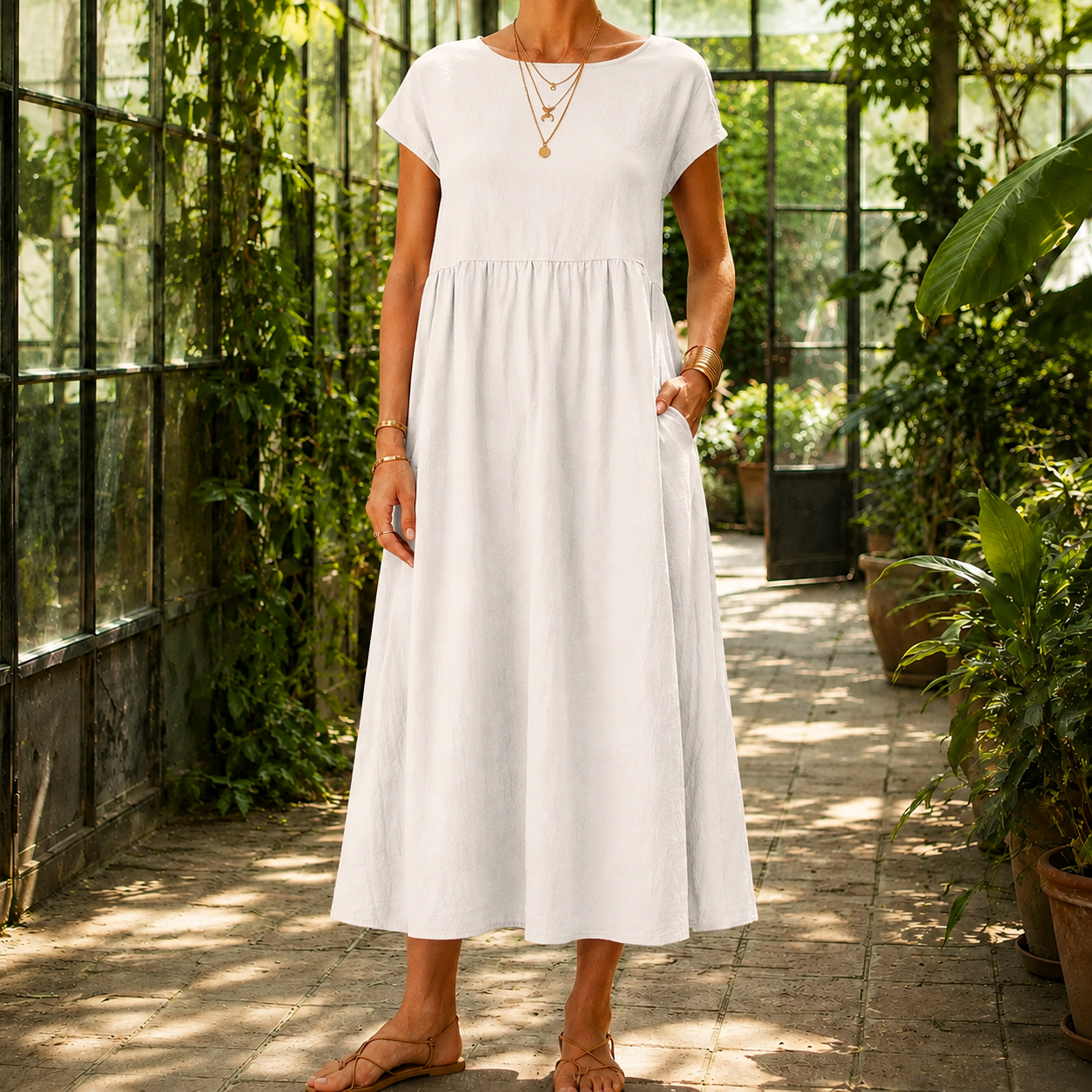 Estella Gathered Midi Dress