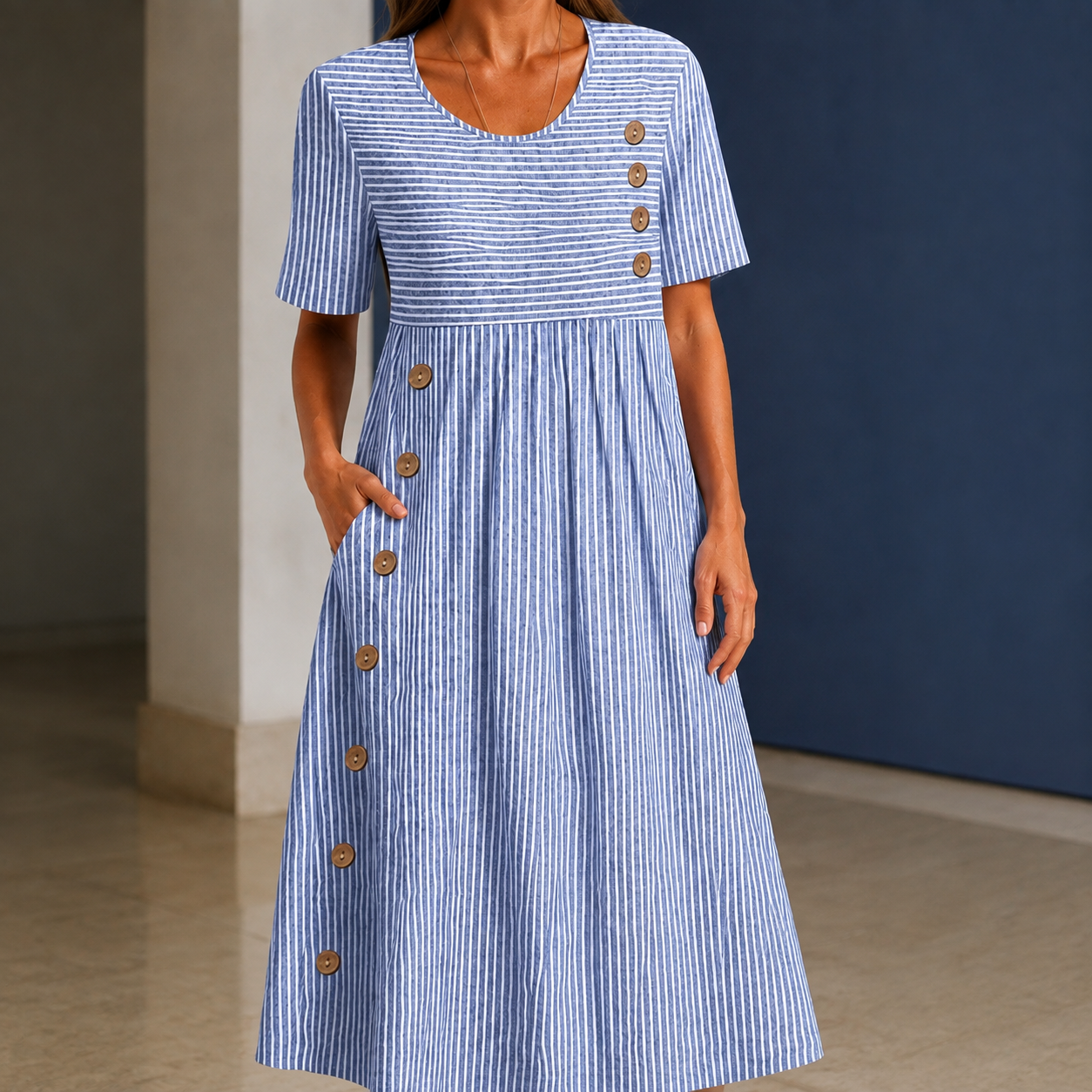 Lara Striped Midi Dress