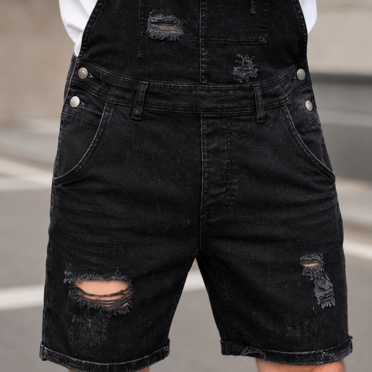 Caleb Distressed Denim Overalls