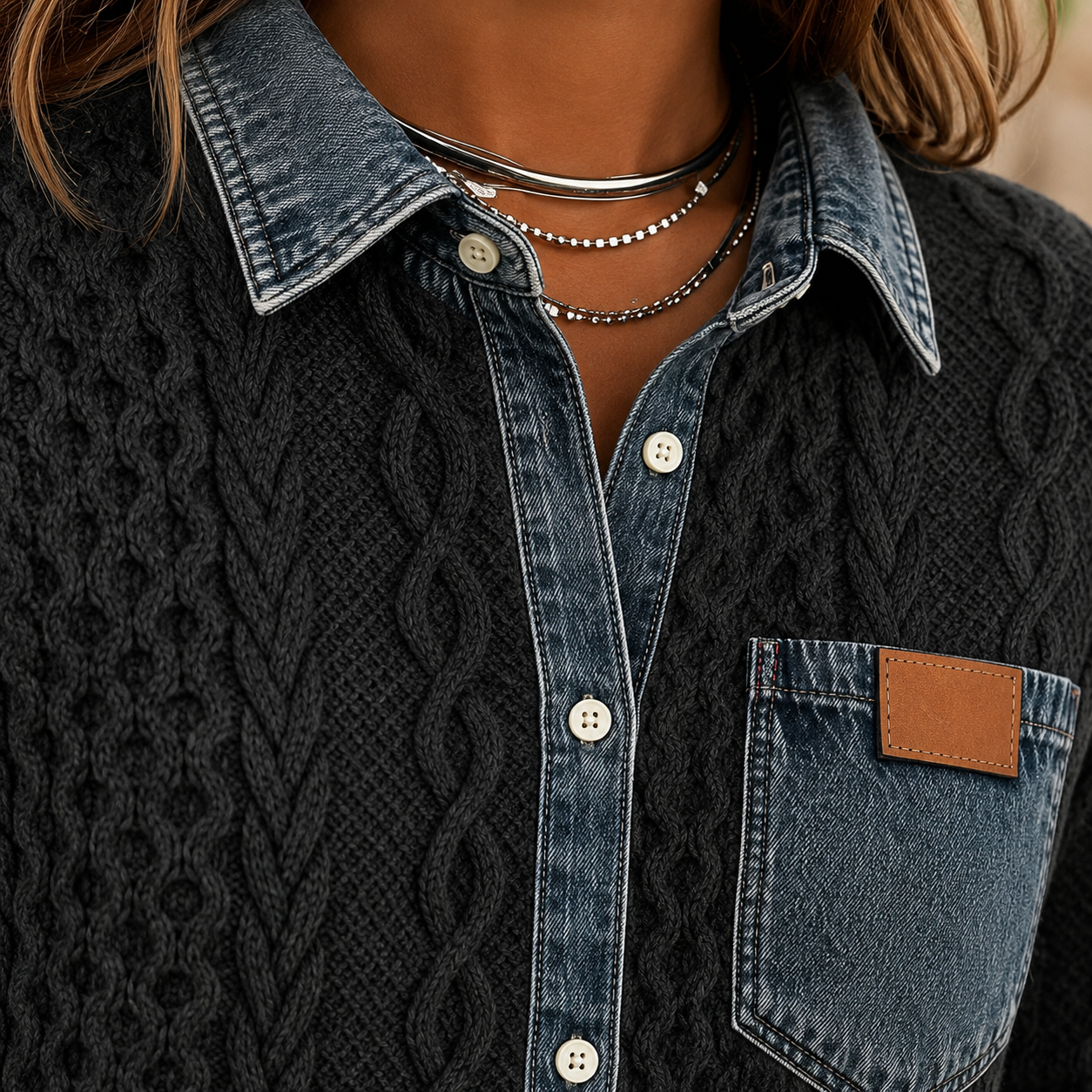 Olympia Denim Trim Shirt