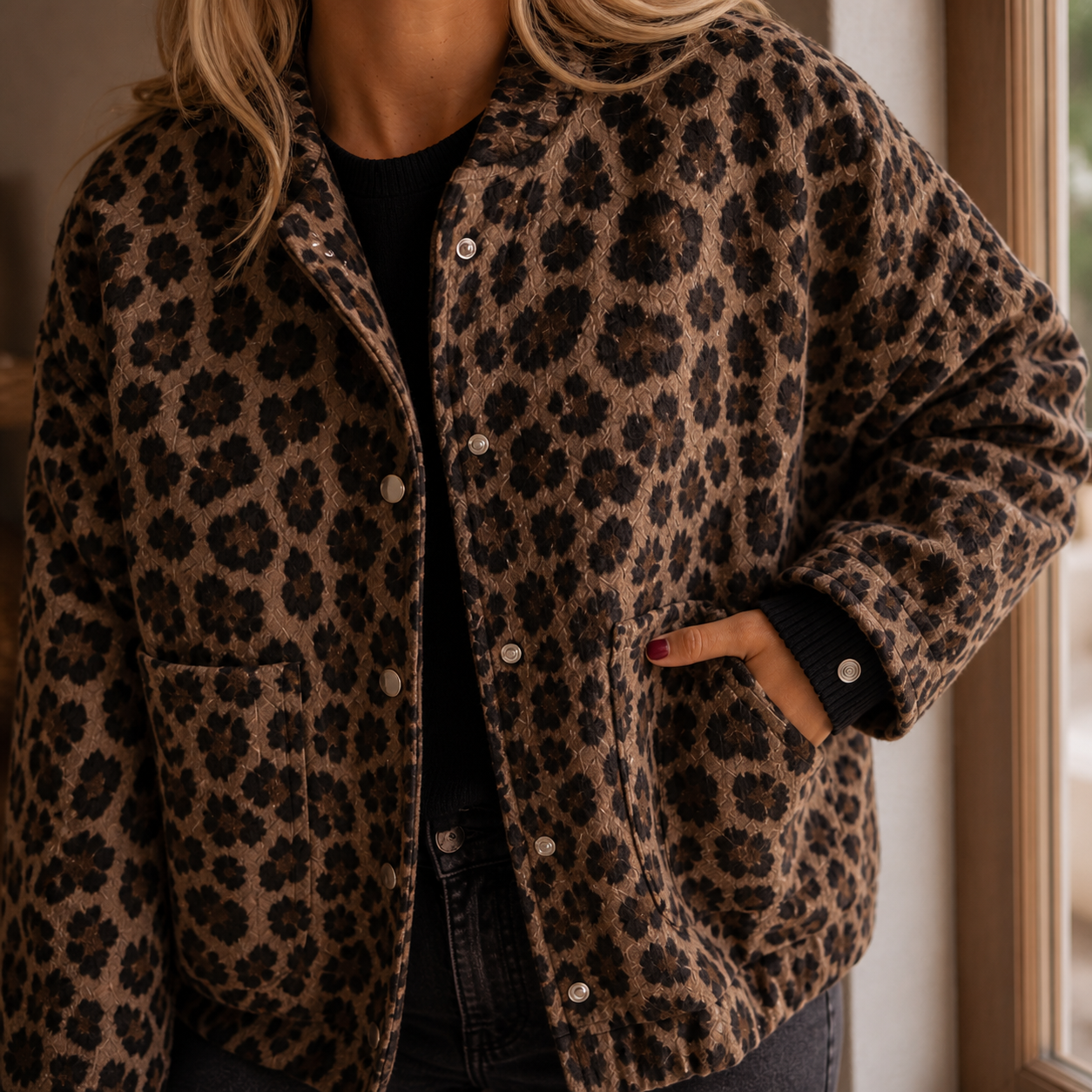 Sabina Leopard Bomber Jacket