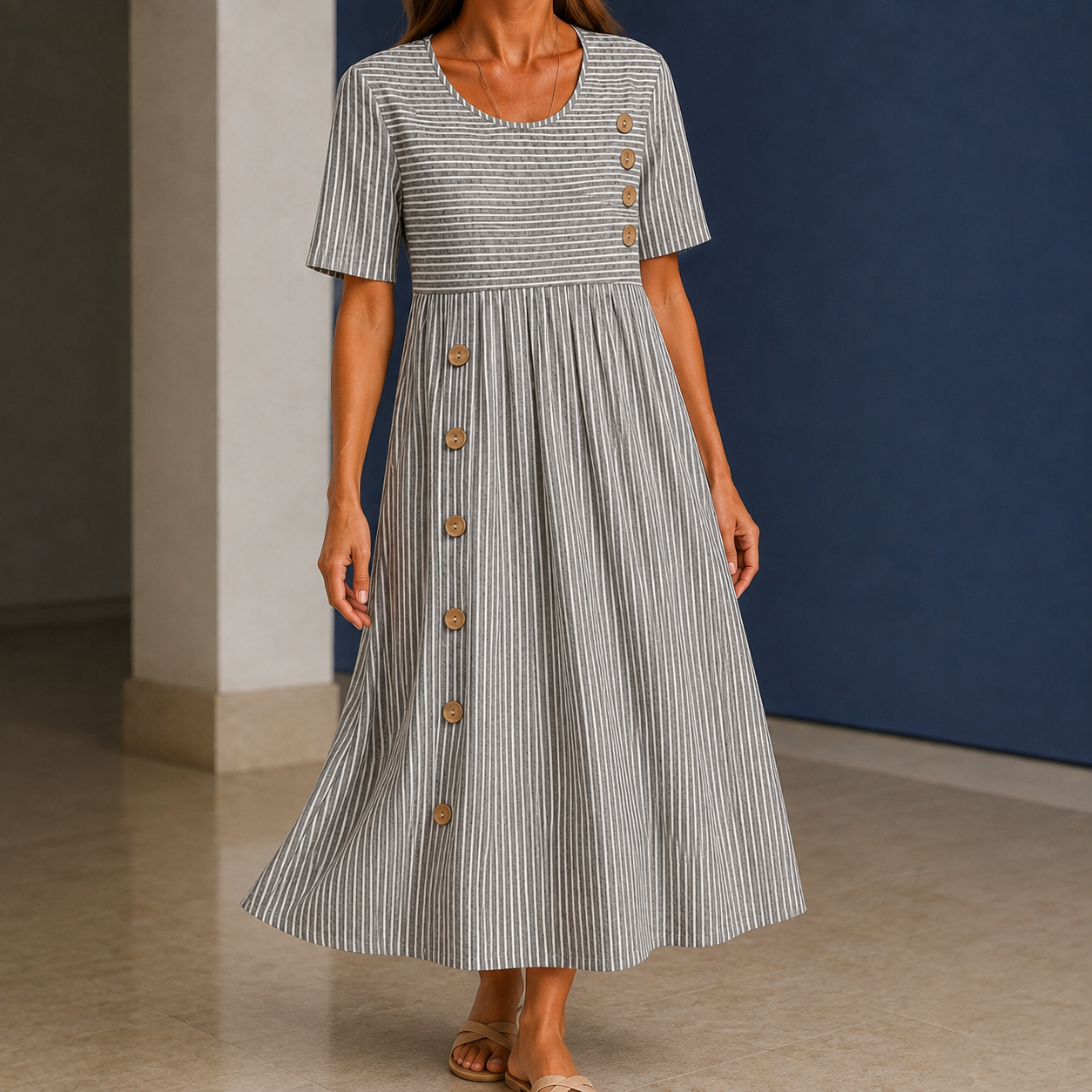 Lara Striped Midi Dress