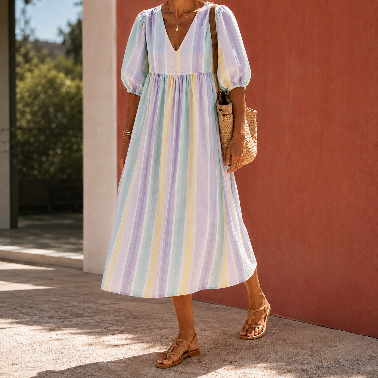 Ramona Striped Midi Dress