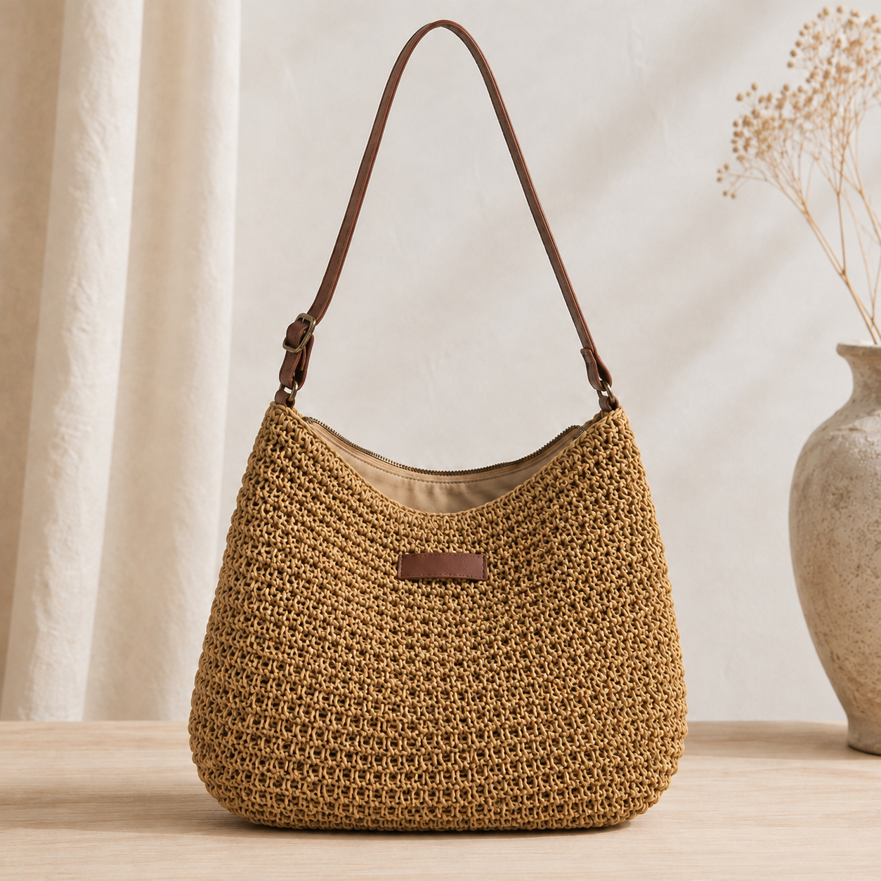 Carrera Woven Hobo Bag