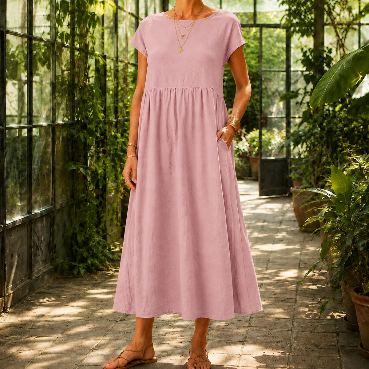 Estella Gathered Midi Dress