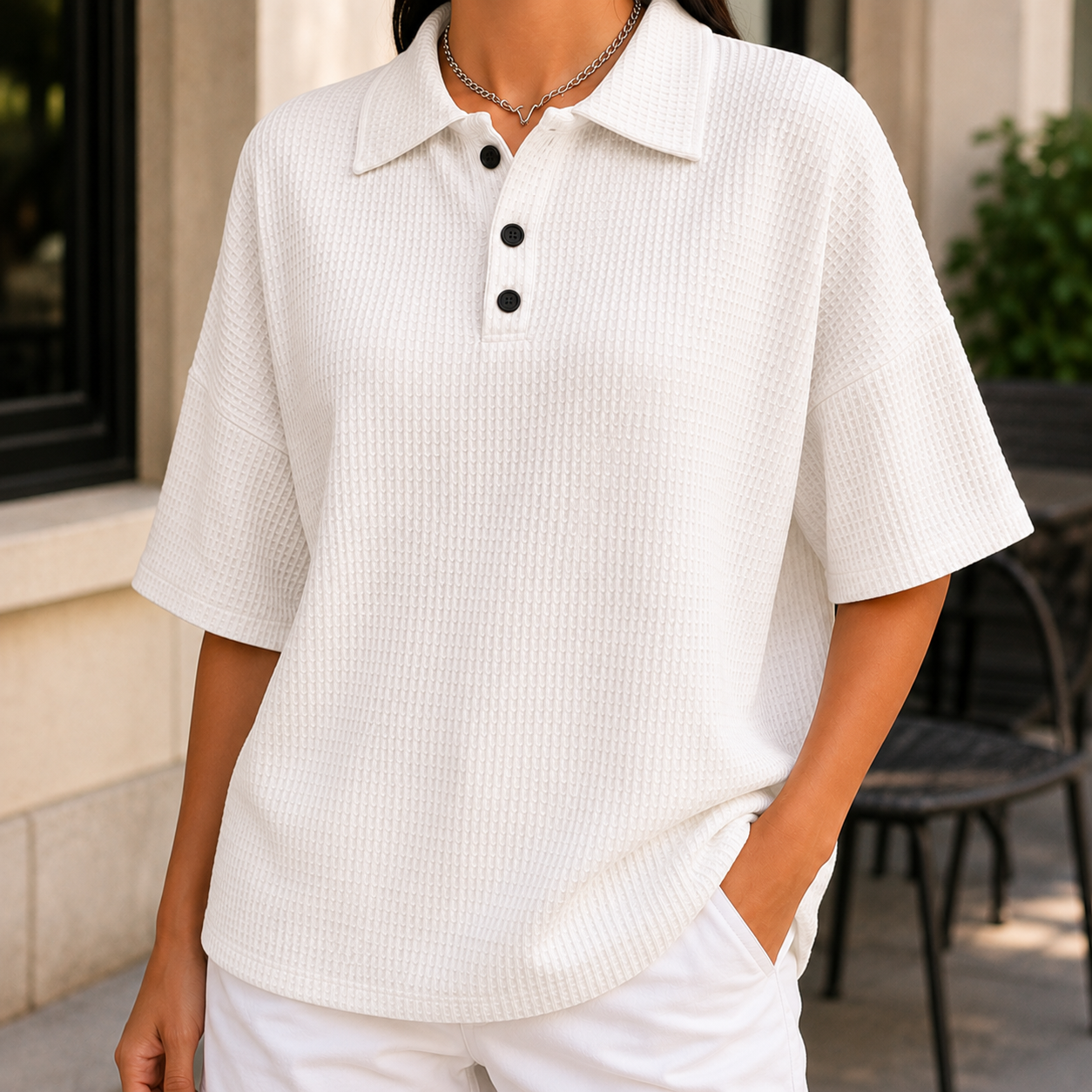 Isabeau Waffle Polo