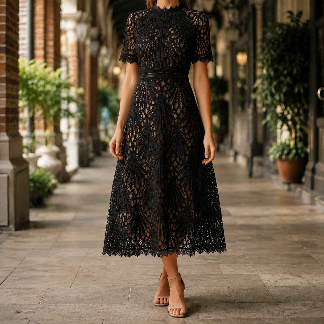 Faye Lace Midi Dress