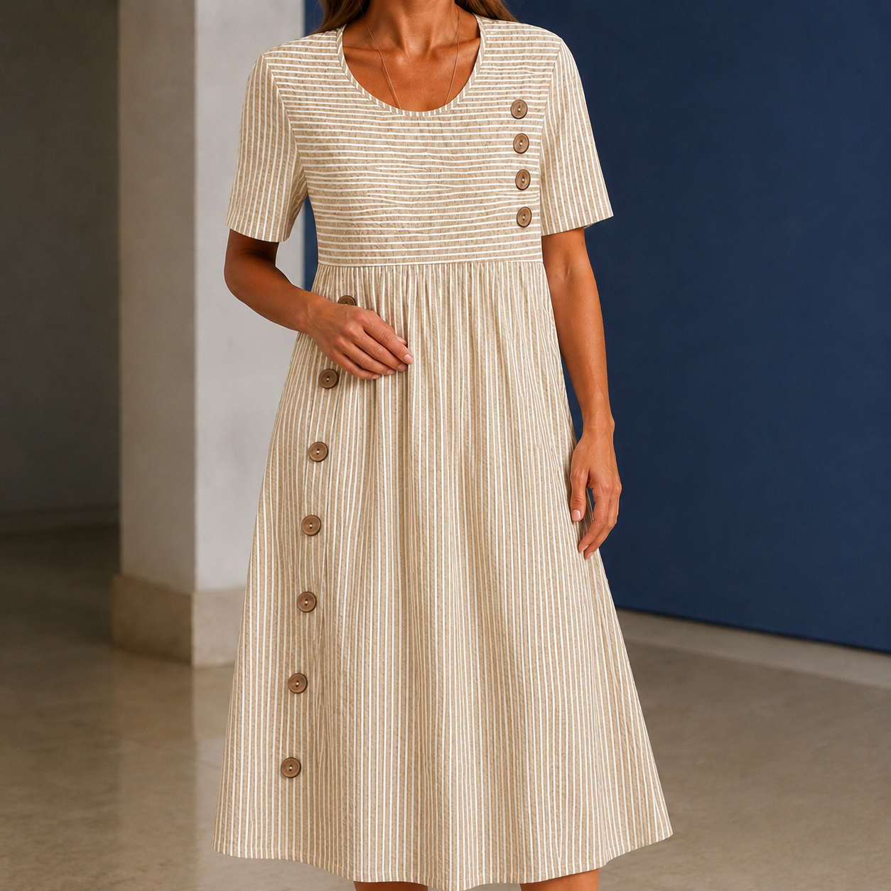 Lara Striped Midi Dress