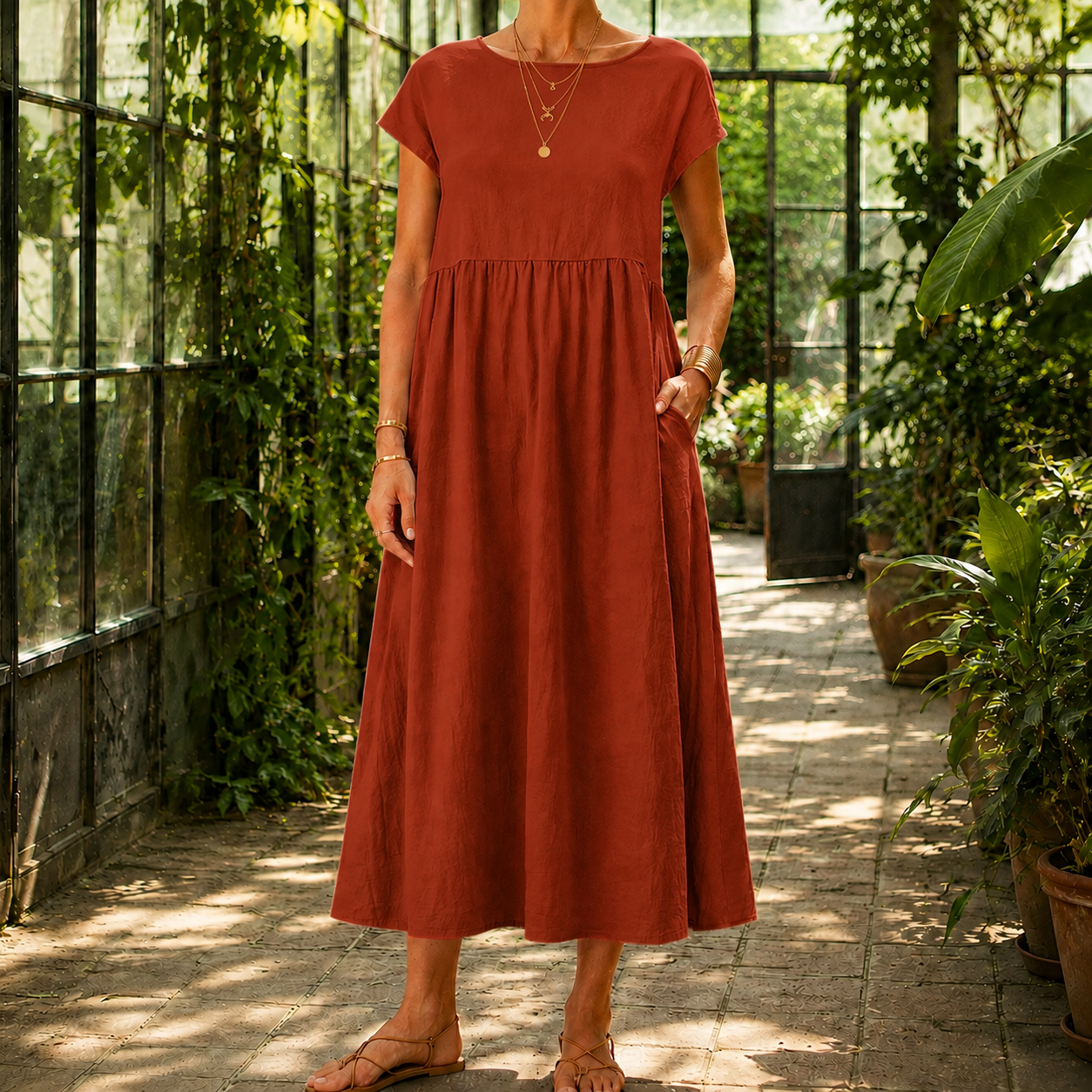 Estella Gathered Midi Dress