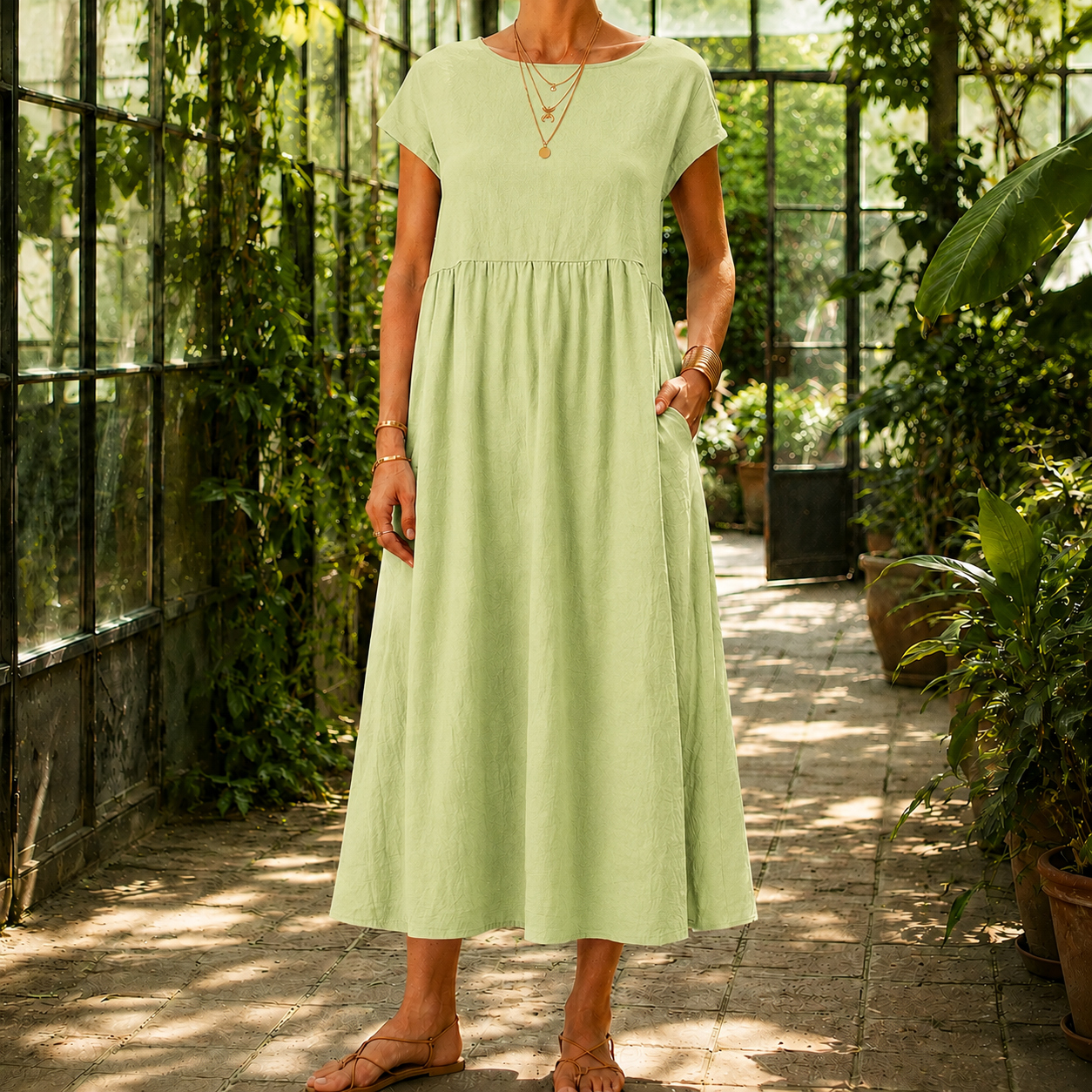 Estella Gathered Midi Dress