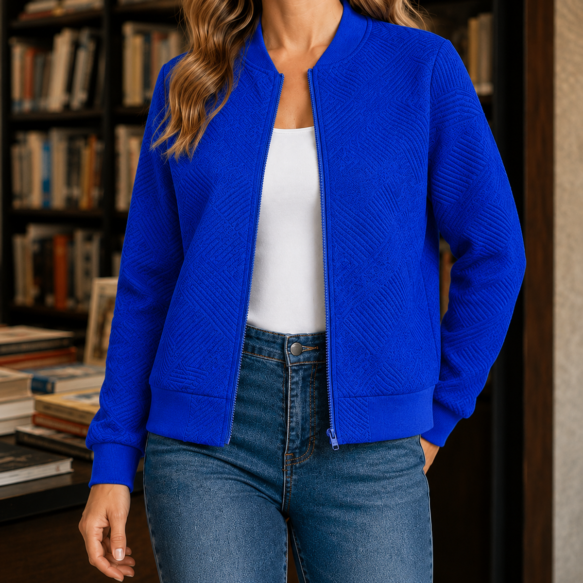 Leonie Geometric Bomber Jacket