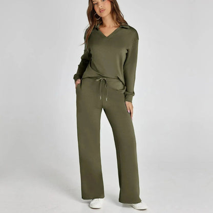 Green women's two-piece matching set, product view