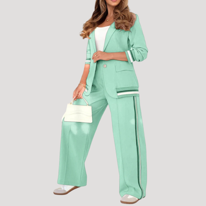 Turquoise women's two-piece matching set, alternate product view