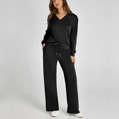 Black women's two-piece matching set, product view