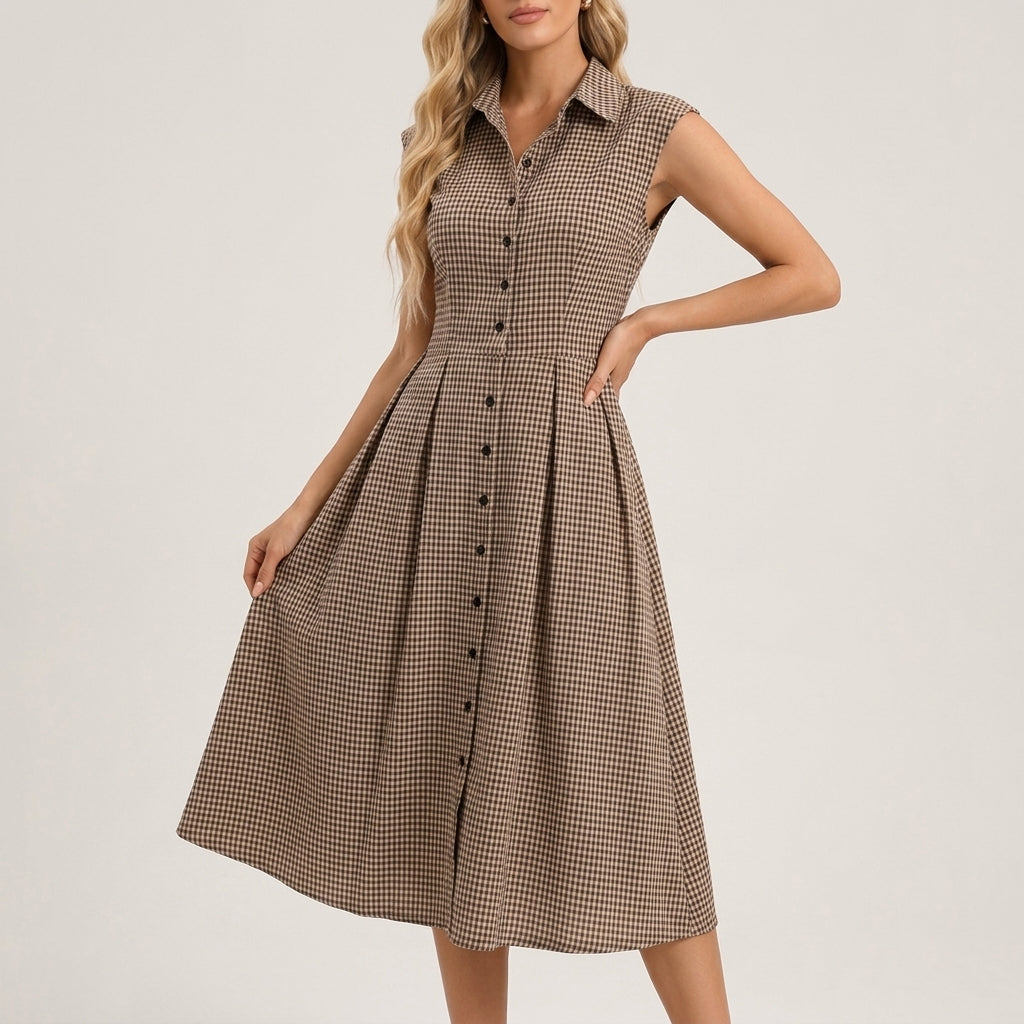 Aria Plaid Cotton Dress