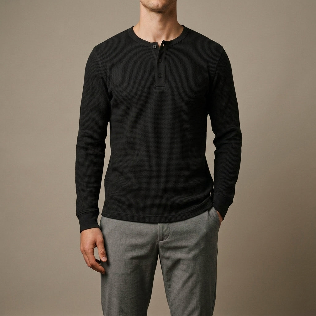 Marlborough Cotton Waffle Henley