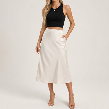 Maura Satin Midi Skirt