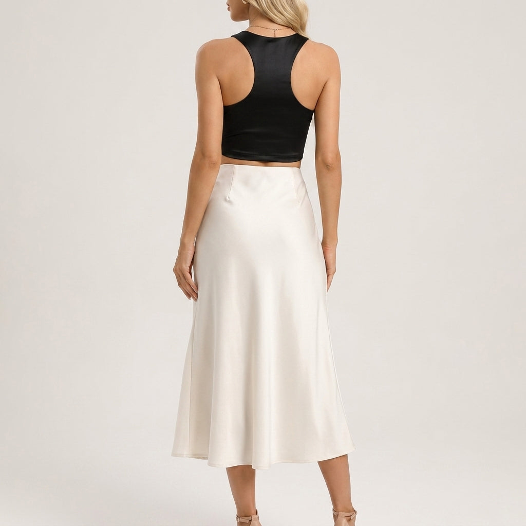 Maura Satin Midi Skirt