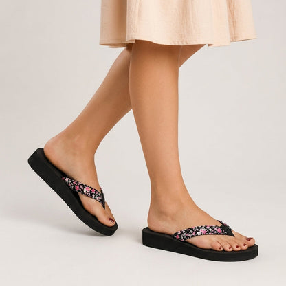 Sandy Floral Platform Flip Flops