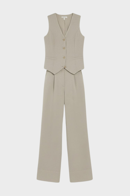Beige women's two-piece matching set, product view