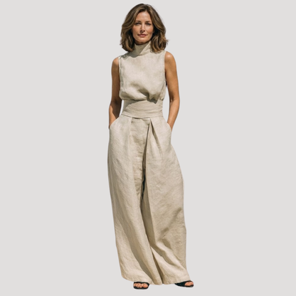 Khaki women's two-piece matching set, product view