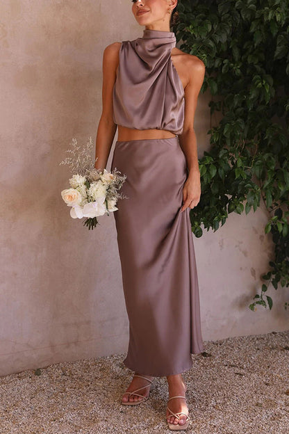 Dusty mauve women's two-piece matching set, product view