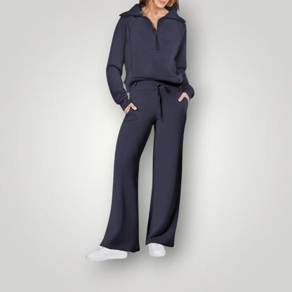 Blu scuro women's two-piece matching set, alternate product view