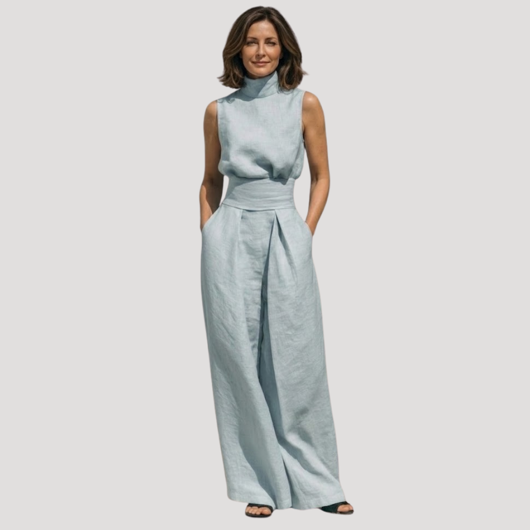 Light blue women's two-piece matching set, alternate product view