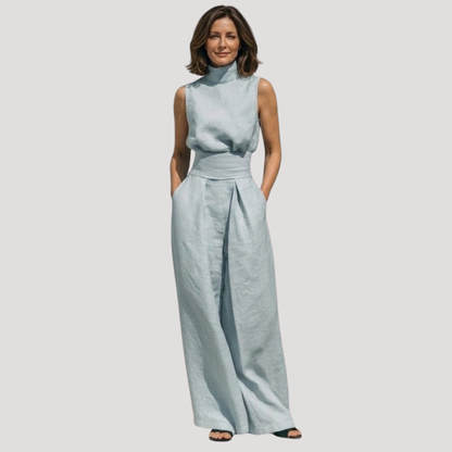 Light blue women's two-piece matching set, alternate product view