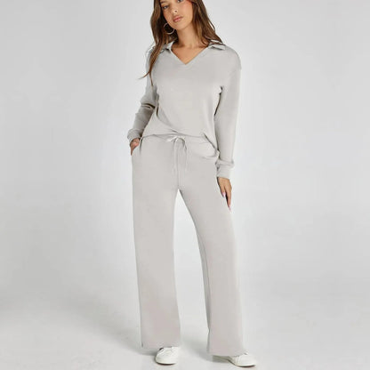 Gray women's two-piece matching set, product view